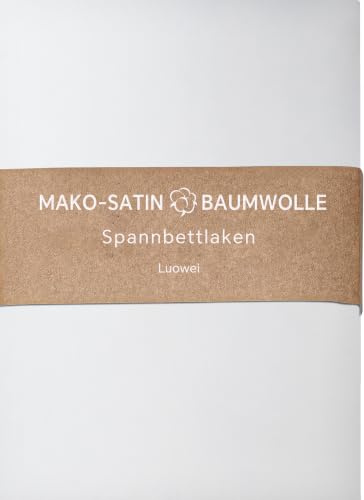 Luowei Mako Satin Spannbettlaken 180x200 cm Baumwoll, Weiß, Oeko-TEX | 100% Baumwolle Atmungsaktiv Spannbettlaken Seidig Weich und Kühlend Boxspringbett Spannbetttuch für 25-30CM Hohe Matratzen