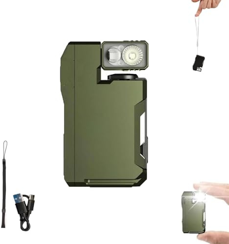 Mini Edc Flashlight with Clip & Hanging Rope, G5 Pocket-Sized LED Light, G5 Edc Light 400 Lumens DualLight Sources, Portable Rechargeable Edc Magnetic G5Mini Flashlight with 180° Rotation (Green)