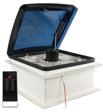 Abluftventilator, 14-Zoll-RV-Lüfter, automatischer Lüftungsventilator, Dachlüftung mit Thermostat und Regensensor, 1200/M, 10 Geschwindigkeiten einstellbar