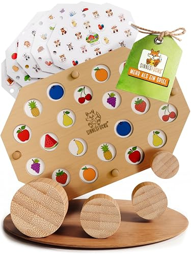 SINNESFUCHS Merklernstation - Memo Spiel ab 3 Jahren - Gedächtnisspiel für Kinder - Montessori Spielzeug pädagogisch wertvoll - FSC® 100% Holz - Lernspielzeug für Mädchen & Jungen - Brettspiel
