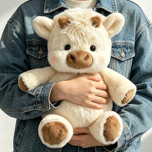 Mineup Kuh Kuscheltier, 45CM Gewichteter Kuh Plüschtier, Plüschtier Ku, Weich Hochlandrind Plüschtie, Hochlandrind Plushie Spielzeug, Cuddly & Soft Gifts for Adults, Kids, Boys and Girls