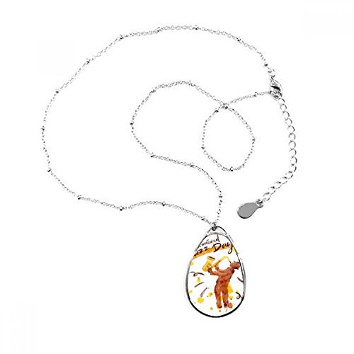 Musik Saxophon Instrumente Watercolor Muster Teardrop Anhänger Halskette Schmuck mit Kette Dekoration Geschenk