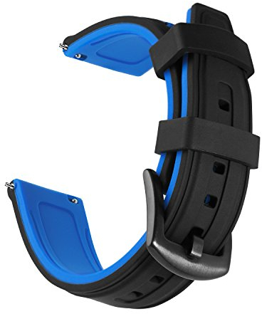 OLLREAR Caoutchouc Bracelet Montre Remplacer Silicone Bracelet Montre - 6 Colors & 4 Sizes - 20mm, 22mm, 24mm, 26mm - Libération Rapide - Bandes de Rechange pour Homme et Femme (22mm, Blue)