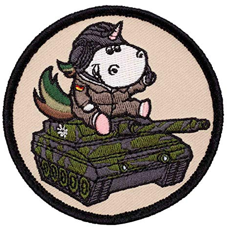 Café Viereck ® Bundeswehr Panzer Panzertruppe Einhorn Fun Patch Gestickt mit Klett - 8 cm