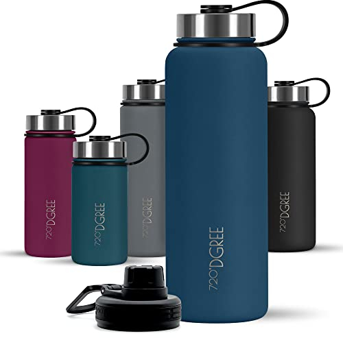 720°DGREE Edelstahl Trinkflasche 1200ml “noLimit” - Auslaufsicher, Kohlensäure geeignet, BPA-Frei - Thermosflasche, Isolierflasche mit Schraubverschluss für Sport, Fitness, Outdoor +Gratis Sportdeckel