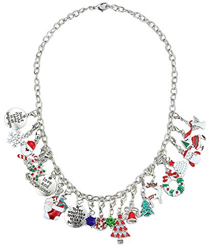 Gierzijia Weihnachten DIY Charm Mädchen Armband, 2020 Weihnachten Countdown Kalender Halskette, 22 Mode Kleine Anhänger für Frauen und Mädchen