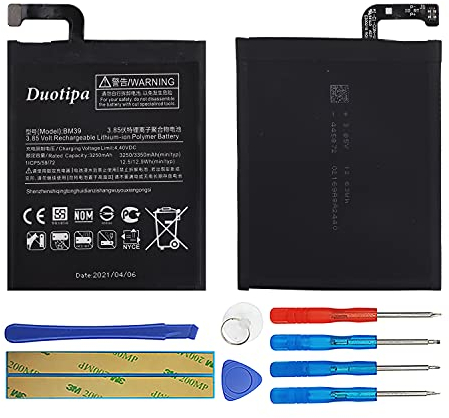 Duotipa Batterie de rechange BM39 compatible avec Xiaomi Mi 6 MI 6 Batterie avec outils