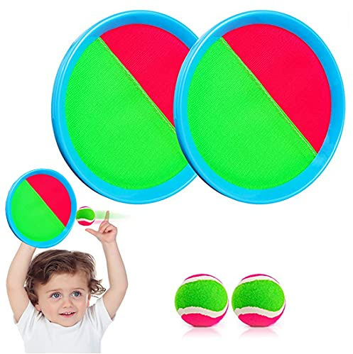 Toss and Catch Ball Set, Toss and Catch Sports Game Set - Upgraded Version 8 inch Toy Paddle Catch Toy for Kids/Adults/Family/Backyard Beach Outdoor Games (Blue- 2 Balls and 2 Paddles)