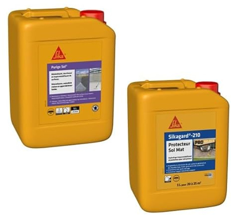 SIKA - Purigo Sol - Durcisseur de surface et réducteur de poussières pour béton - 5 L & ard Protection Sol MAT, Hydrofuge, Imperméabilisant effet mat pour sols (Pavés, dalles, pierres), 5L, Incolore