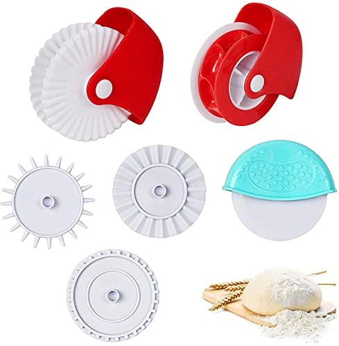 6 Pièces Roue à Pâtisserie, Coupe de Roue de Pâtisserie, Roue de Coupe-Pâte en Plastique, pour Croûte à Tarte, Raviolis, Pâtes, Pizza, Pâtisserie, Décoration en Treillis, Pâtisserie
