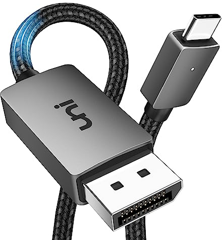 uni Câble USB C vers DisplayPort 8K@60Hz DP 1.4 (4K@120 Hz, 2K@240 Hz, 5K@120 Hz) Prend en Charge HRD, HBR3, Bande Passante 32.4 Gbps, Compatible pour Macbook Pro, iPad Pro, iMac, Dell XPS- 1M