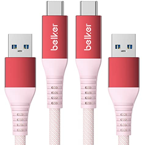 Maxonar 2Pack 1M/3.3ft USB A Android Auto Cable QC3.0 3.1A Fast Charger Data Transfer Cable USB3.2 Gen2 for Samsung Note20 Galaxy S23/S22/S21 Galaxy Z Flip5 Pixel 8 Pro - Red