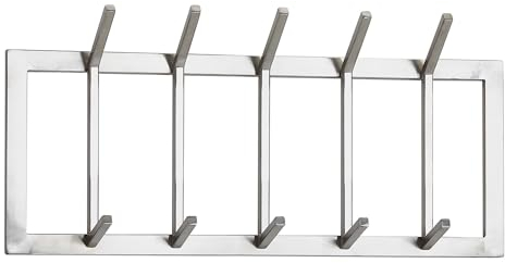 FineBuy Wandgarderobe Metall Silber 65x30x10 cm Design Flurgarderobe Stahl, Hakenleiste Wandpaneel, Garderobe Wand, Garderobenleiste Flur