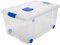 Cajas de almacenaje a elegir. Cajas de distintas capacidades y tamaños, con y sin ruedas o asa. Cajas de almacenaje resistente tanto pequeñas como grandes. (Con ruedas, 90 L)