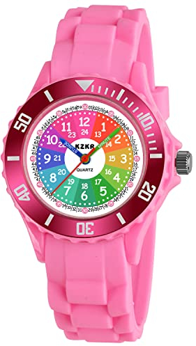 KZKR 3D Kinderuhr Mädchenuhr Sport Digital Armbanduhr Silikon Quarz Analog Lernuhr Geschenk Uhr