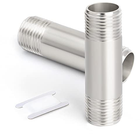ERGAOBOY 2 Pezzi 50mm 1/4 x 1/4 Maschio BSP Nipple Cast Tubo Raccordi per Tubi in Acciaio Inossidabile 304