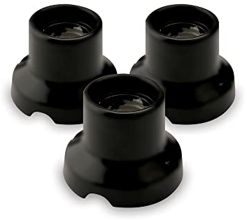 AMARCORDS - 3 Lampenhalter aus Porzellan, Fassung E27, Lampensockel in Vintage-Farbe MATTSCHWARZ