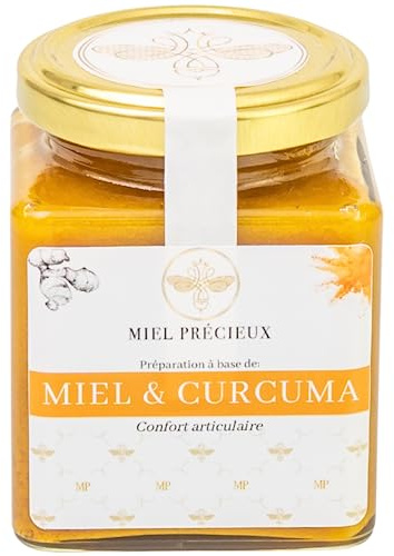 Miele e Curcuma + Pepe Nero | Anti-infiammatorio & Antiossidante | 100% puro e naturale | Immunità e Articolazione | 250g | Miel Précieux |