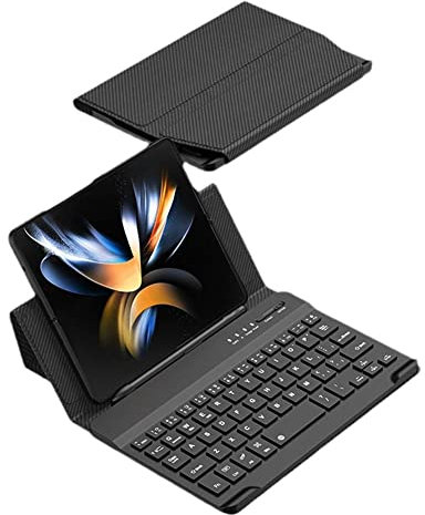 Leather Case Cover with Bluetooth Keyboard for Sa_msung Galaxy Z Fold 4,Protective Sleeve Built-in Stylus Slot & Screen Protector (Black)