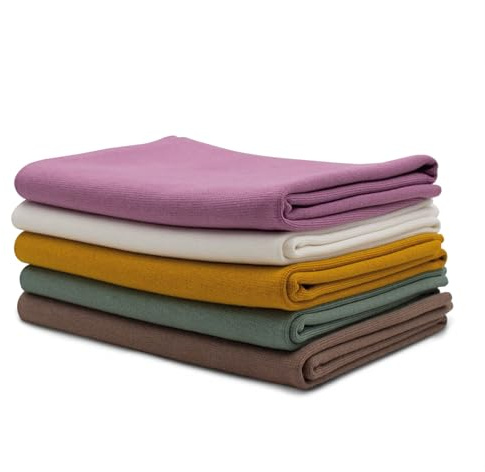 5x 0,25m Bündchenstoff Set Schlauchware 95% Baumwolle, 5% Elasthan Auswahl Jersey (Bunt4, 5er Set)