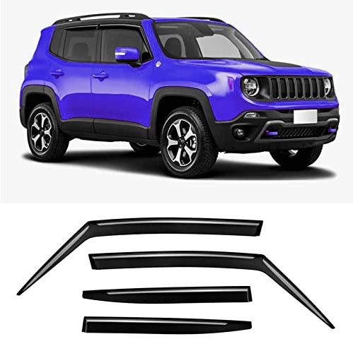 ZZDSNJ Regenschutz, 4-teilig, für Jeep Renegade Windows Visier Shield Shade Smoke 94368