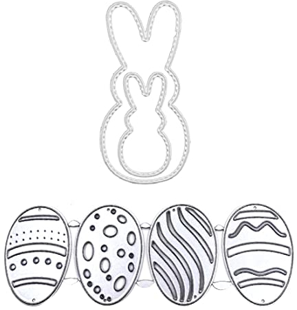 LEEQ Fustelle Pasquali, Fustelle Uova di Coniglio, Set di Stampi per Punzonatura Pasquali, per Scrapbooking, Carta Fotografica, Carte, Goffratura Artigianale, Produzione fai-da-te(2 pezzi)