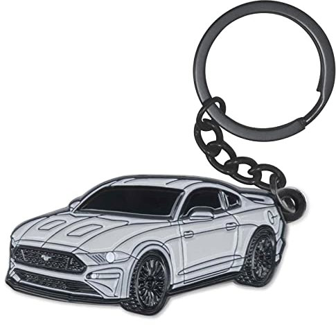 glahorse Schlüsselanhänger für Ford Mustang, Ford Mustang Zubehör 2015–2020, Metall-Schlüsselanhänger, GRAU, Small, Kette