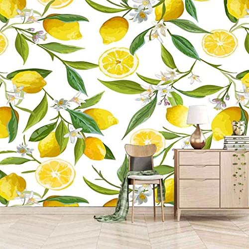 Fototapete 3D Wandbilder Für Schlafzimmer Gelbe Frucht Zitrone Fototapete Wohnzimmer Wohnkultur Malerei Tapete Selbstklebend Abnehmbares Wandfoto 140(B) x70(H) cm
