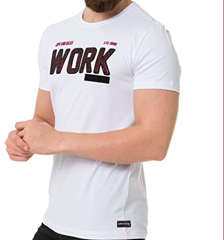 Cipo & Baxx Herren T-Shirt Design Shirt Kurzarm Freizeitshirt Baumwolle Rundhalskragen CT734 Weiß L