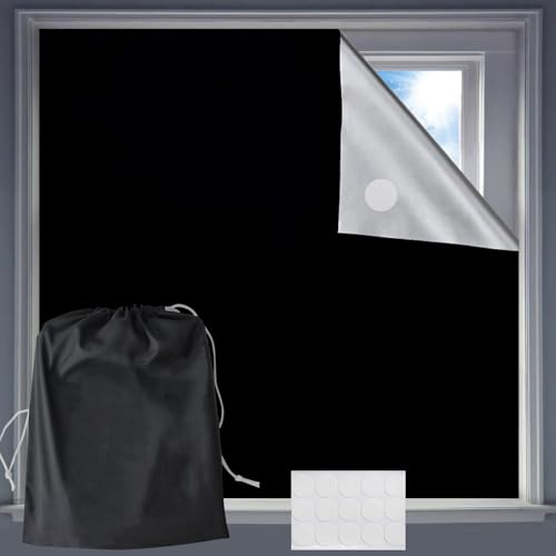 AIBAOBAO Fenster Verdunkelung, Dachfenster Verdunkelung Ohne Bohren, 145X300 cm, Blickdicht, Verdunklungsstoff, Verdunklungsrollo, Fenster Abdunkeln Groß, zur Babyzimmer Beschattung, Sichtschutz