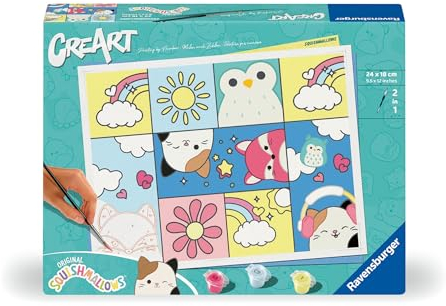Ravensburger CreArt 23727 - Squishmallows - Malen nach Zahlen Erwachsene, DIY Malset mit Pinsel und Acrylfarben, Geschenk für Frauen und Männer, Malen für Erwachsene