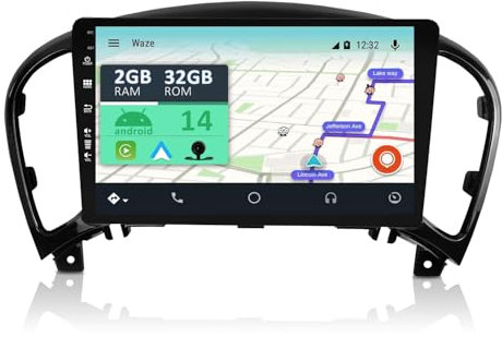 YUNTX Android 14 2 Din Autoradio per Nissan Juke/ YF15 Infiniti ESQ (2010-2017)-9 pollice Touch Screen-Gratuiti Camera-Support DAB/Bluetooth 5.0/CarPlay/WiFi/Controllo del volante/Mirror-Link/WiFi/USB