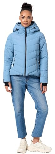 MARIKOO Winterjacke Damen (XS-3XL) - Wasserabweisend, Warm, Kapuze abnehmbar, Winddicht - Steppjacke, Frauen - Stehkragen, 4 Taschen, verlängerter Zipper