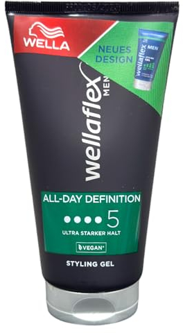 Wella Wellaflex Styling Gel Men All-Day Definition Ultra Starker Halt 150ml | Styling Gel für ultra starken Halt | Sofortiger Halt bis zu 48H inkl. Zama4Zingo Karte (1er Pack, Gel)