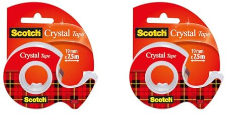 Scotch - 3M Crystal - Ruban Adhésif, Transparent, 19 mm x 7,5 m (Lot de 2)