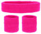 COM-FOUR® Ensemble d'accessoires 3 pièces - Bandeau et 2 Bracelets Rose Fluo - Look années 80 - Accessoires pour Carnaval, Carnaval, soirée à thème, JGA, Sport, aérobic, Tennis