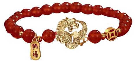 Maciun Glücksarmband für Männer, Herren-Drachenarmband - Stretch-Schmuckperlen-Armbänder | Feng Shui Drachenseil-Charm-Schmuck, Drachen-Perlenstein-Armband für Damen und Herren