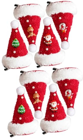 DOITOOL 8 Stk Haarnadel Weihnachts-haarspangen Nikolausmütze Haarspange Weihnachtsspange Haarspange Für Mädchen Weihnachtsmütze-haarspangen Weihnachtsbaum Stoff Kind Haarschmuck