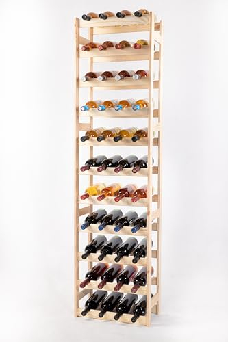 PROREGAL Weinregal PINOTWINE | HxBxT 166x43,4x25cm | 44 Flaschen | Massives Kiefernholz | Natur unbehandelt | Weinhalter Weinständer Flaschenständer Flaschenregal Holzregal