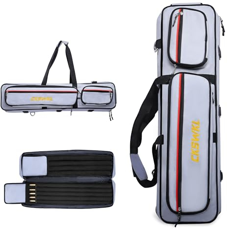 Pool-Queue-Koffer 12,7 x 12,7 cm, Pool-Stick-Tasche mit großem Fassungsvermögen, mit mehreren Taschen und verstecktem Schultergurt, Billardstock-Tragetasche für 5 Schäfte und 5 Hintern