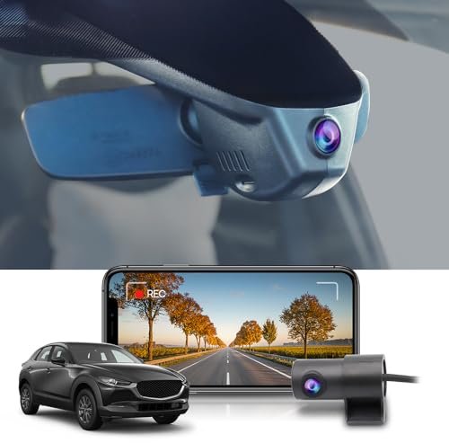 Fitcamx Dashcam Auto Vorne Hinten 2160P+1080P Kompatibel mit Mazda CX-30 MX-30 2024 2025 (OBD), OEM Dashcam 4K UHD Video WiFi, Parkmonitor, Loop-Aufnahm, G-Sensor, WDR, Plug & Play, 128GB Karte