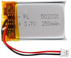 3.7V Lipo-Akku, 3.7V 250mAh 502030 Lithium Polymer Ionen mit 2P-PH-Anschluss mit 2.0 mm Rastermaß