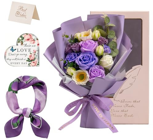 EIGHTOWN Gefälschte Rosen Blumen für Lieferung Prime - Seifenblumen Blumenstrauß für Frauen - Geburtstagsgeschenk für sie - Künstliche Rose Geschenk für Muttertag Valentinstag Jahrestag Erntedankfest