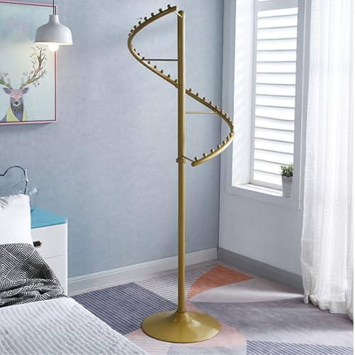 Wäscheständer Schalhalter 360 Grad Drehbarer Display-Ständer Zubehör-Organizer-Ständer, Bodenstehender Schal-Kleiderbügel Hijab-Organizer-Rack, Platzsparende Aufbewahrungsregale Kleiderständer,Gold