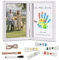 Nabance Handabdruck set Familie für 4, Bastel Bilderrahmen aus Holz Handabdruck Baby Fotorahmen Set Pfotenabdruck set Hund Fingerfarben Kinder Ungiftig Muttertagsgeschenk Vatertagsgeschenk