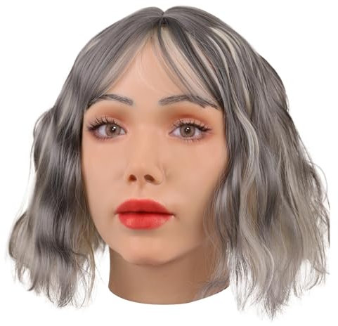 CRRCLSY Silikon Maske Weibliche Realistische Vollgesichtsmaske, Weich Crossdresser Kann Mit Augenbrauen für Drag Queen Party, Sissy, Cosplay Schminken (Braun)