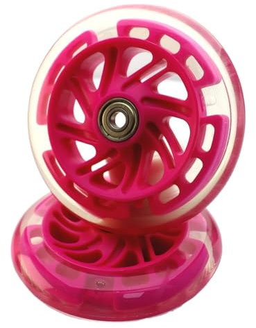 ANWEALTH 2 Stück Leuchtende 120 mm Scooter Räder LED Blitz Vorderräder Ersatz für Tretroller (Pink)