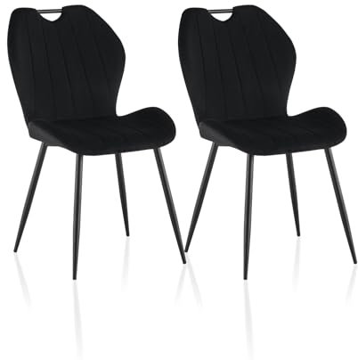 ZBAOLTO Esszimmerstühle 2er Set Samt, Stühle esszimmer Küchenstuhl Polsterstuhl Wohnzimmerstuhl mit Rückenlehne Metallbeine, Stühle essstühle für Esszimmer Wohnzimmer Küche Schlafzimmer, Schwarz