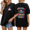 PASUDA Womens Oversized T-Shirt Summer Short Sleeve Round Neck Casual Loose T Shirts Fashion Plus Size Tee Shirts Tops with Colourful Castle Printed (Black, XL)