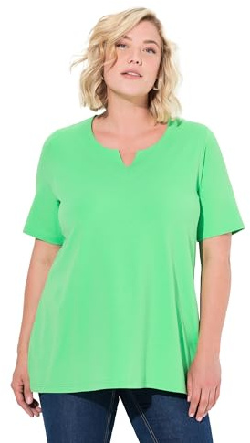 Ulla Popken Damen große Größen Übergrößen Plus Size T-Shirt, A-Linie, Tunika-Ausschnitt, Halbarm mintgrün 42+ 807259438-42+